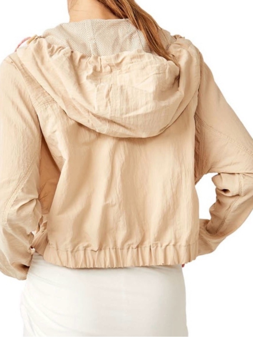 Free People Movement Ride The Wave Cropped Hooded Jacket Beige Small - Picture 3 of 7